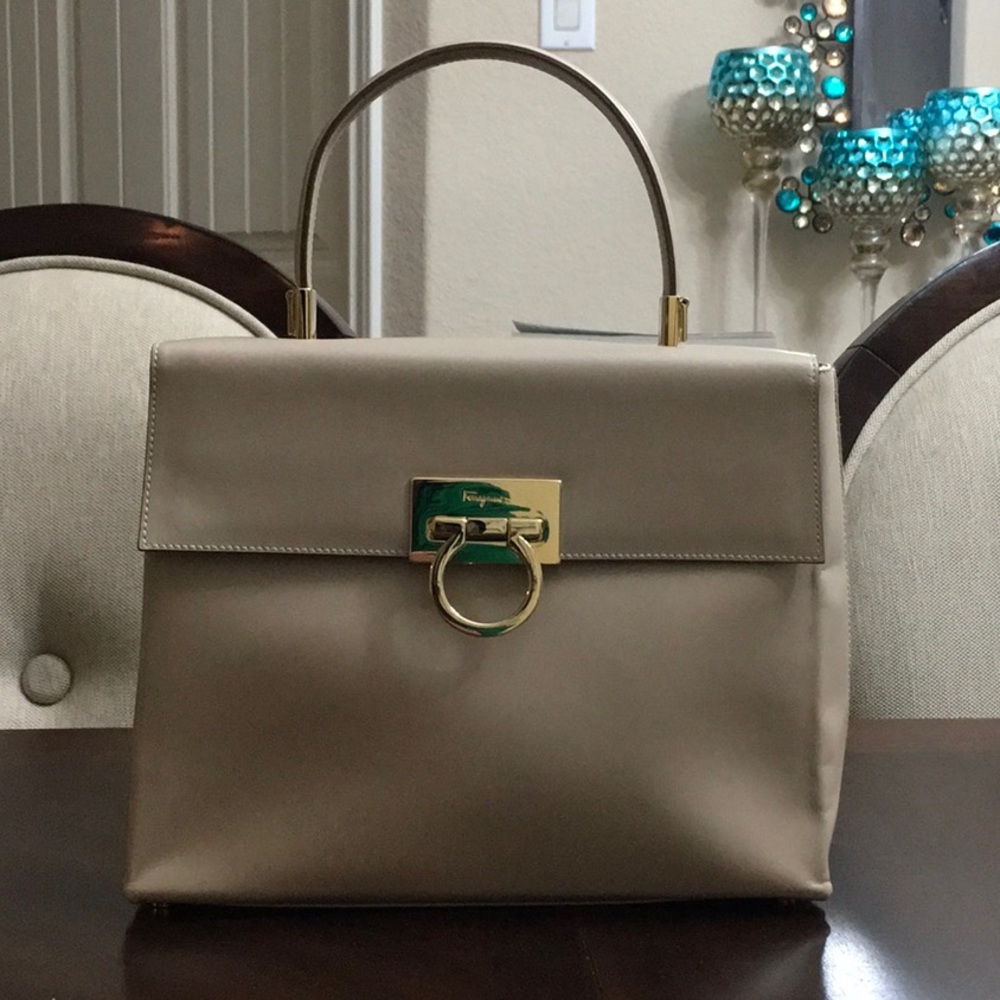 Salvatore Ferragamo Kelly Bag with storage bag.